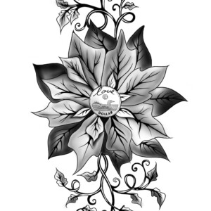 Hailea Stevenson Commission Piece Tattoo design I of a flower with a looney in the middle