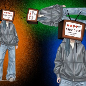 Hailea Stevenson Untitled Artwork, 2025 digital drawing of character with tv head